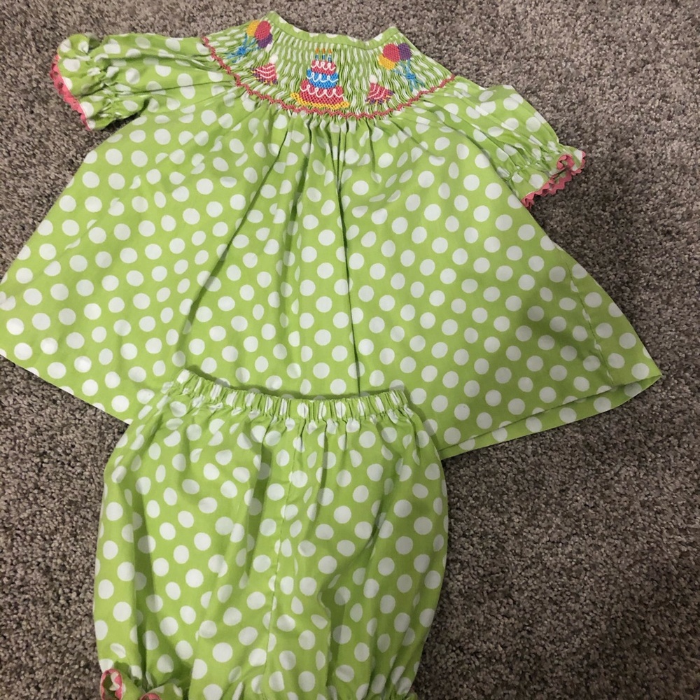 Smocked ‘birthday’ outfit